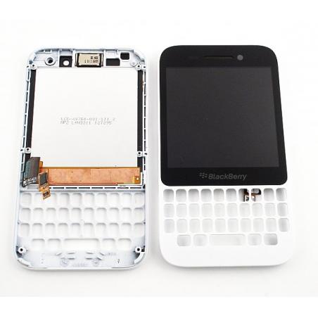Blackberry Q5 přední kryt+LCD+dotyk bílý